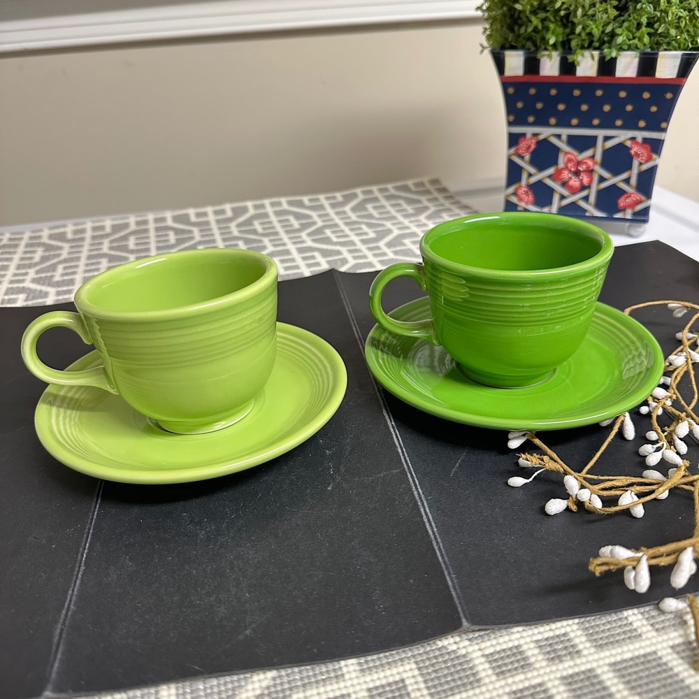 Fiesta HLC Vintage Green & Chartreuse Cup‎ and Saucer Set